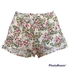 Volcom Tropical Floral & Leaf Tie Waist Shorts Size Medium